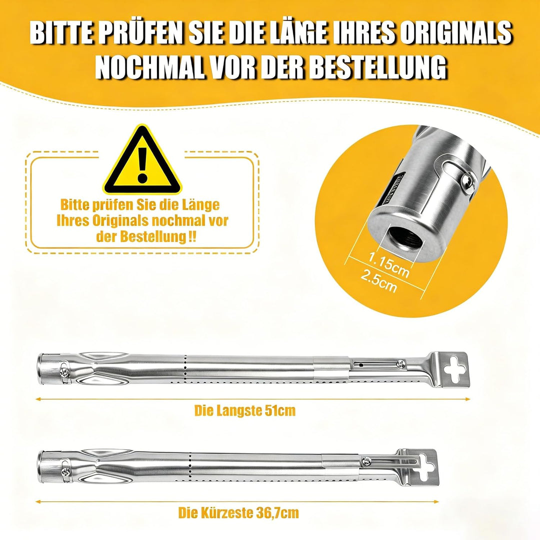 GFTIME 36.7 bis 51CM Universal Brenner für Charbroil, Napoleon, Landmann, Enders, Barbecook, Tepro,
