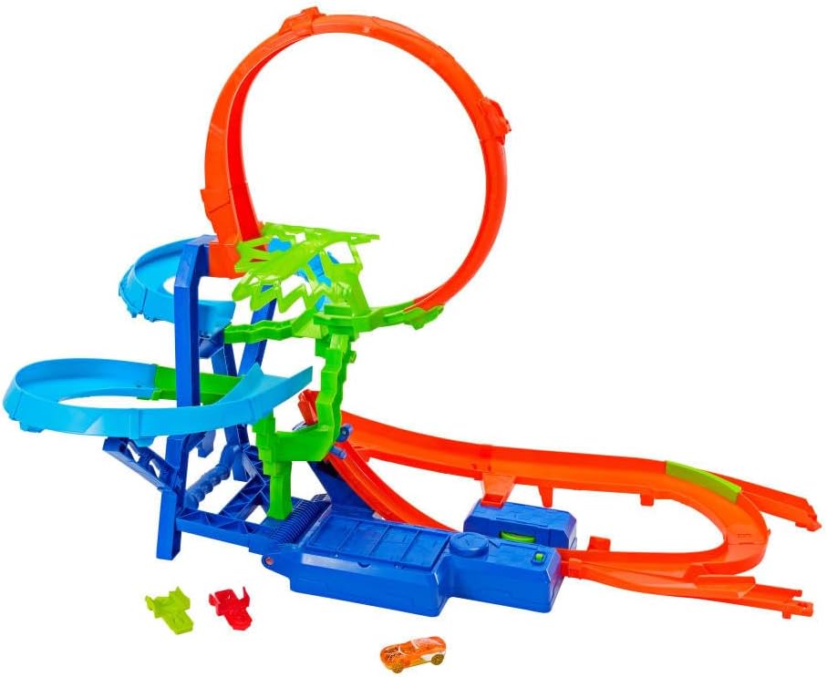 Hot Wheels Spielzeugauto-Trackset, Stunttrack Unendliche Crash-Action mit Die-Cast-Spielzeugauto im