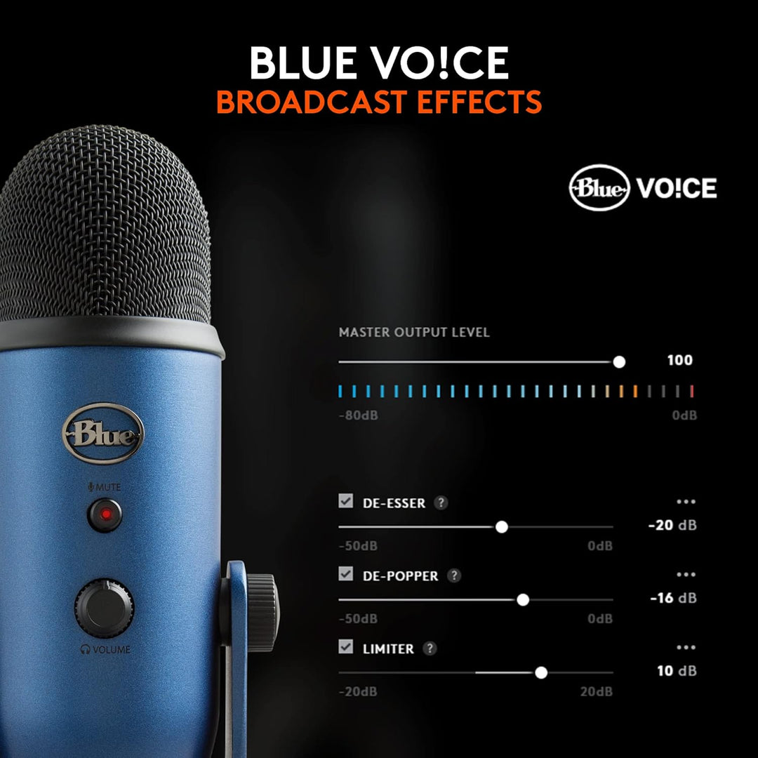 Blue Microphones Yeti Professionelles USB-Mikrofon für Aufnahmen, Streaming, Podcasting, Dunkelblau
