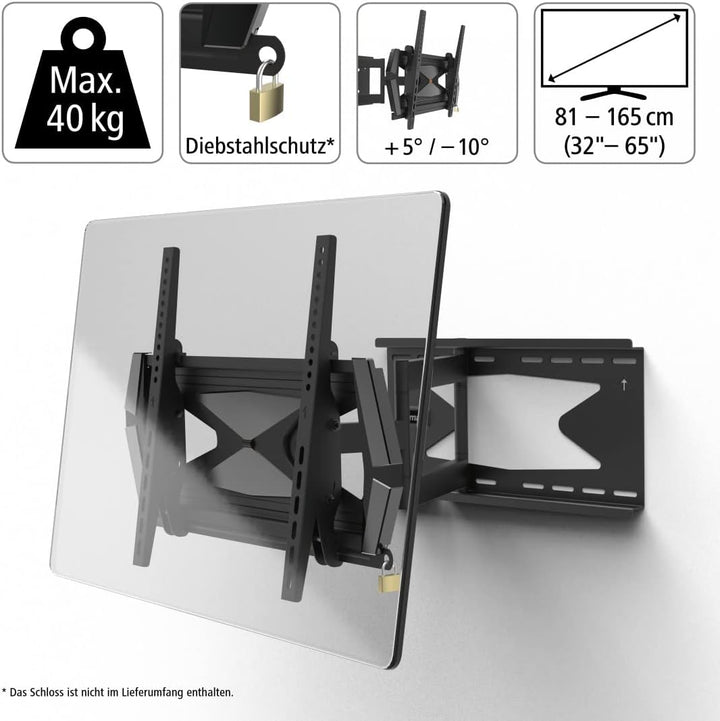 Hama TV Wandhalterung schwenkbar 180°, neigbar, ausziehbar (TV Halterung für Fernseher mit 32 bis 65