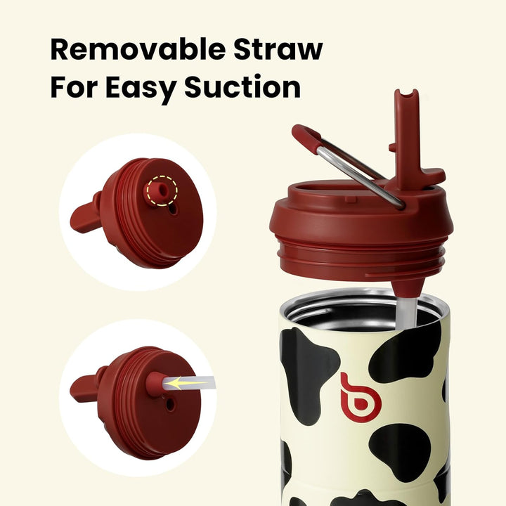 BOTTLE BOTTLE Isolierte Edelstahl Trinkflasche 750 ml mit Strohhalm, Deckel & Griff – Auslaufsicher,