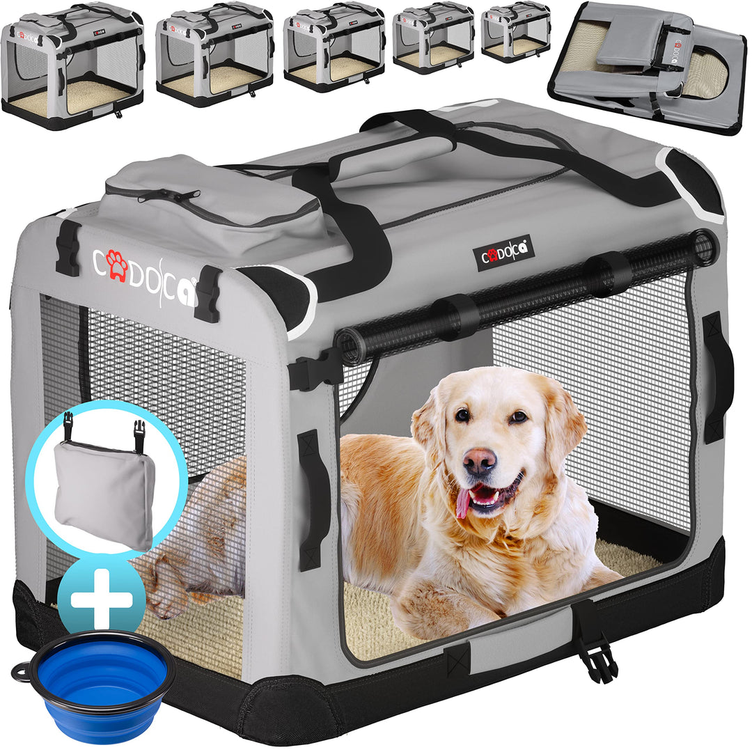 CADOCA® Hundebox XL 82x56x58cm faltbar atmungsaktiv robust Hundetransportbox Transporttasche Haustie