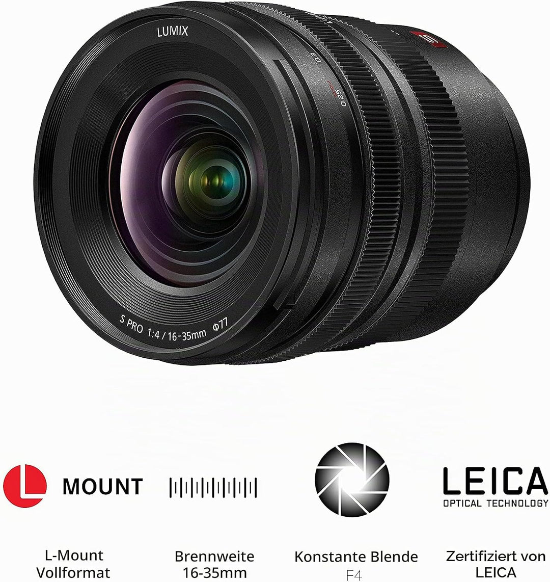 Panasonic S-R1635E LUMIX S PRO Superweitwinkel-Objektiv (16-35 mm, L-Mount Objektiv, F4.0, Filtergrö