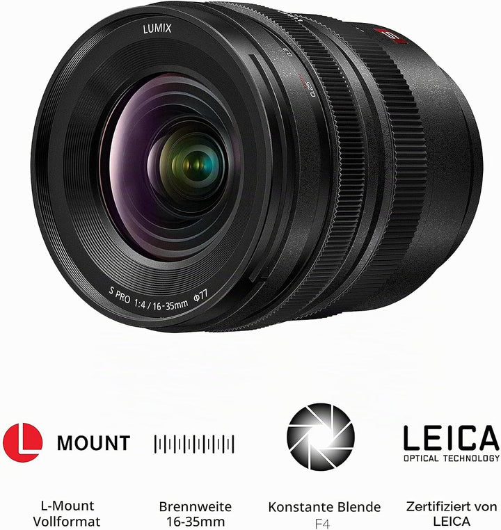 Panasonic S-R1635E LUMIX S PRO Superweitwinkel-Objektiv (16-35 mm, L-Mount Objektiv, F4.0, Filtergrö
