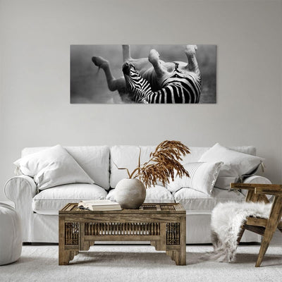 Panorama Bilder auf Leinwand 100x40cm Leinwandbild Zebra Streifen Tier wild Gross Wanddeko Bild Schl