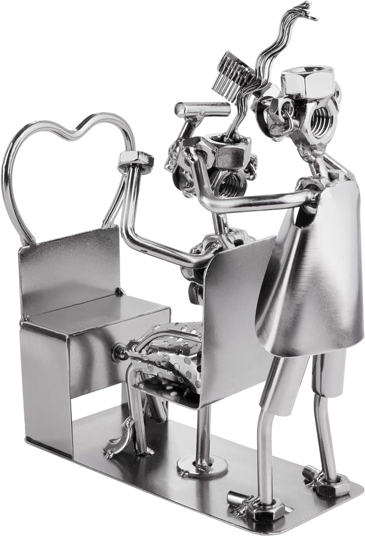 BRUBAKER Schraubenmännchen Friseur - Handarbeit Eisenfigur Metallmännchen Frisör - Metallfigur Gesch