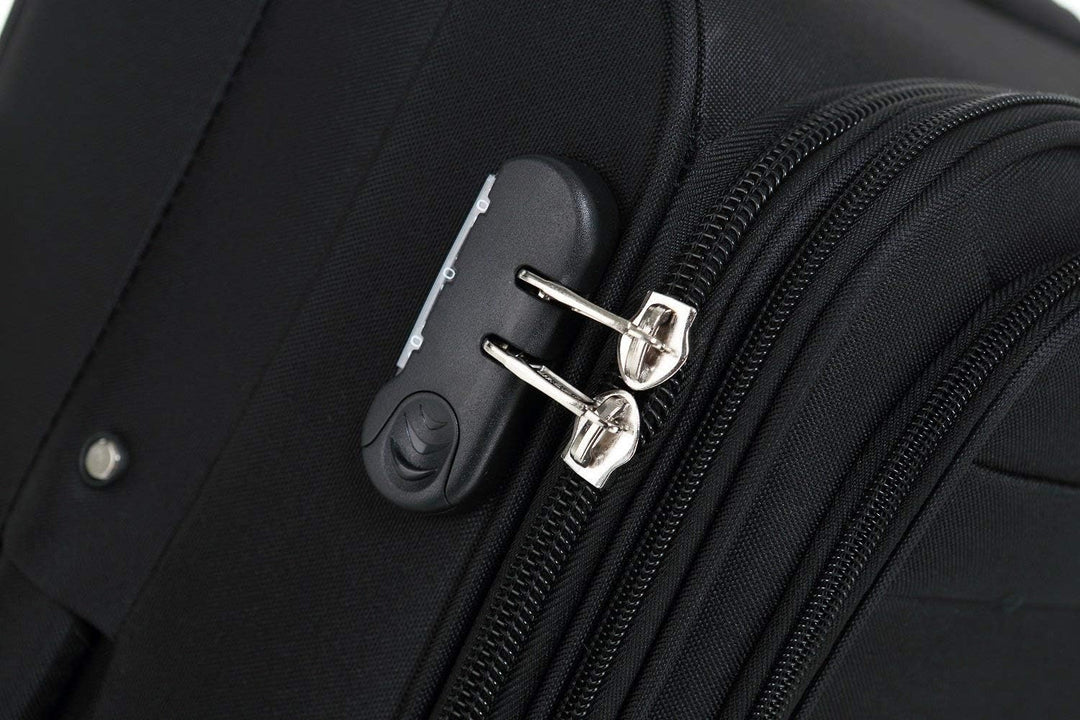 TOP-Trolley-Koffer-Set - 2-teilig - 64+54cm, Dehnfalte, 4 Rollen (Schwarz)