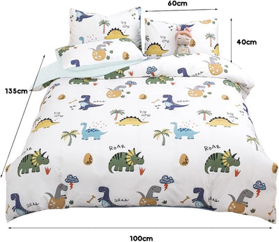 DASIAUTOEM Kinderbettwäsche, 100x135 Baby Bettwäsche Komplettset, Dinosaurier Bettwäsche,100% Polyes