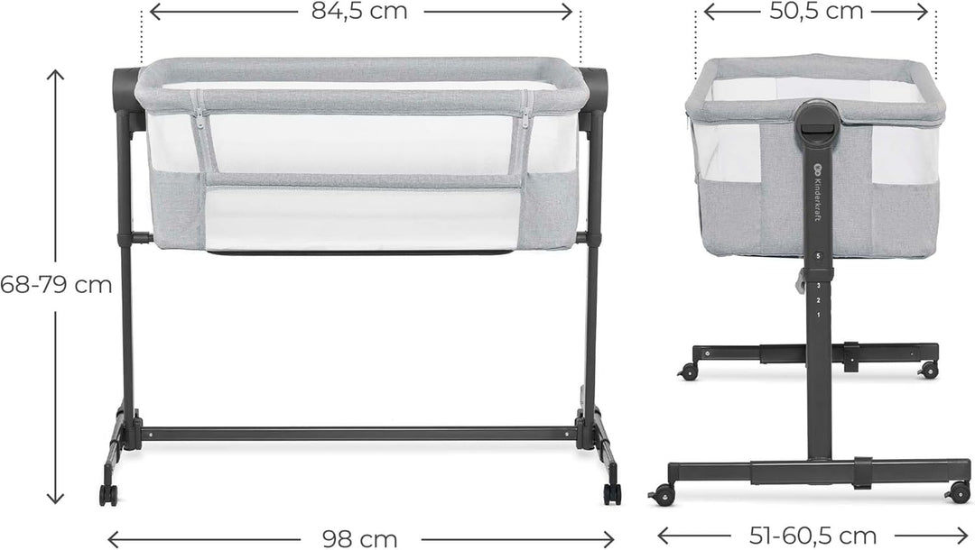 Kinderkraft NESTEE UP 2 Beistellbett 2 in 1, Kinderreisebett mit Matratze Laken, 5-stufige Matratzen