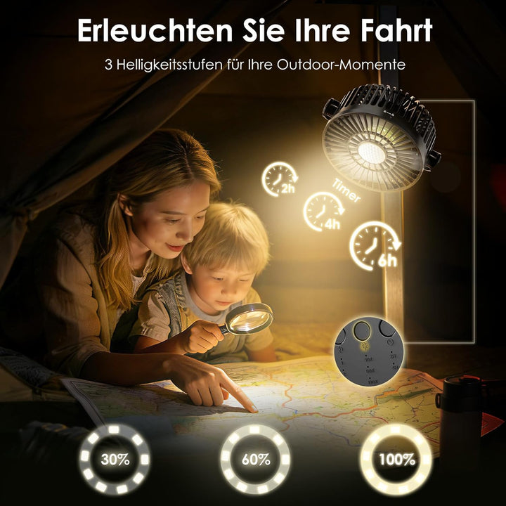 Minthouz Magnetischer Ventilator mit 12000 mAh Akku, USB Ventilator mit 3 Geschwindigkeitsstufen, Tr