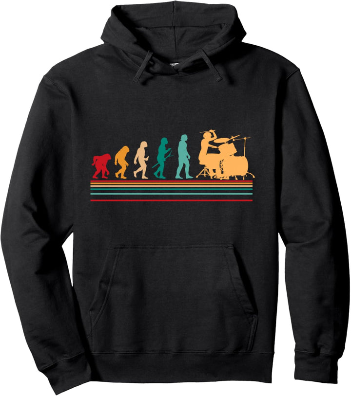 Drummer Evolution Drumming Musiker Schlagzeug Rock Music Metal Pullover Hoodie