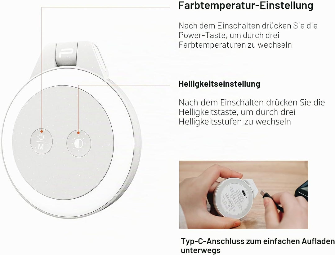 PGYTECH MagGlow Magnetisches Handy-Fülllicht, MagSafe Selfie-Licht, Tragbares Magnet-LED-Ringlicht m