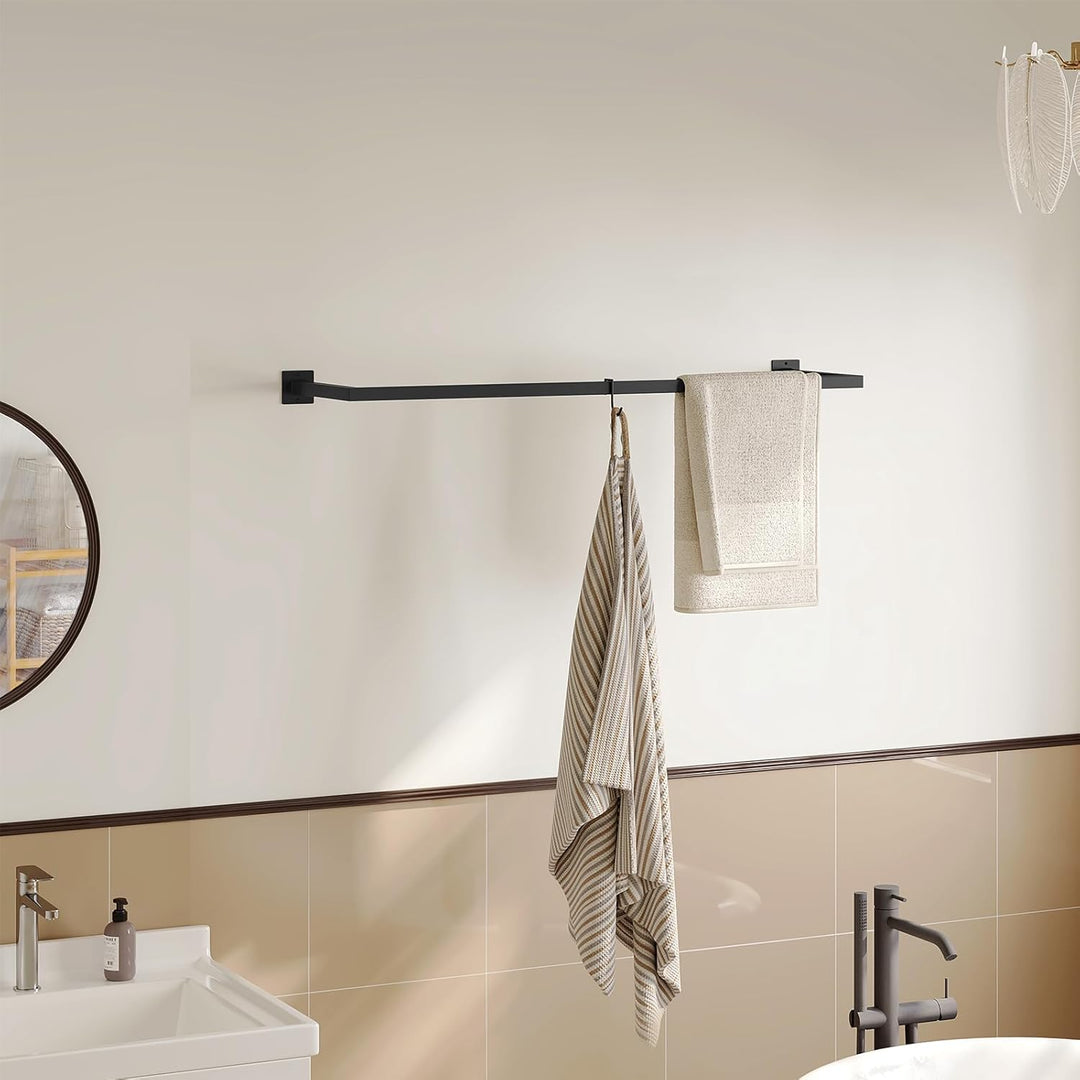 eSituro Kleiderstange Wand Rechteck, Garderobenstange Wandmontage, aus Industrierohr, platzsparend,