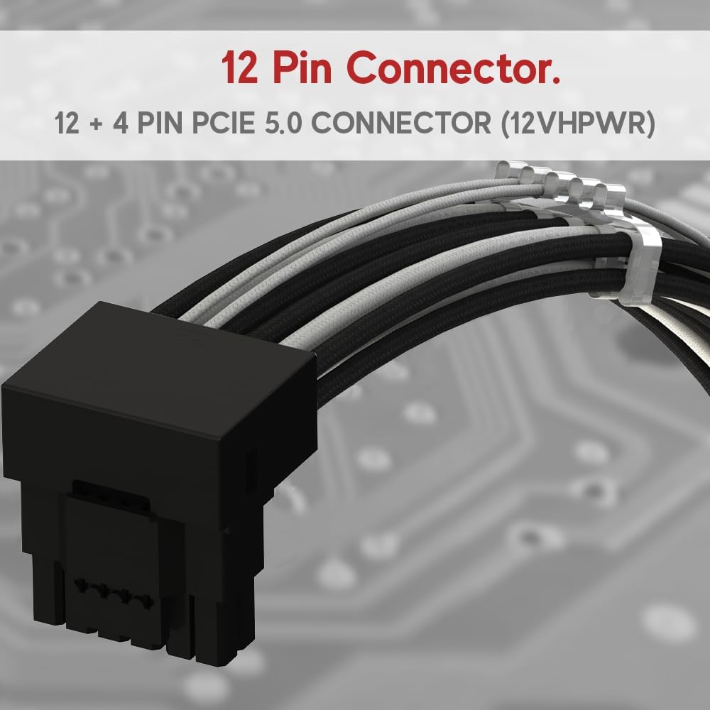 LINKUP - AVA PCIE 5.0 16Pin (12+4) mit Rechtswinkel zu 3x8Pin | 16AWG Umhüllt | Kompatibel mit RTX40