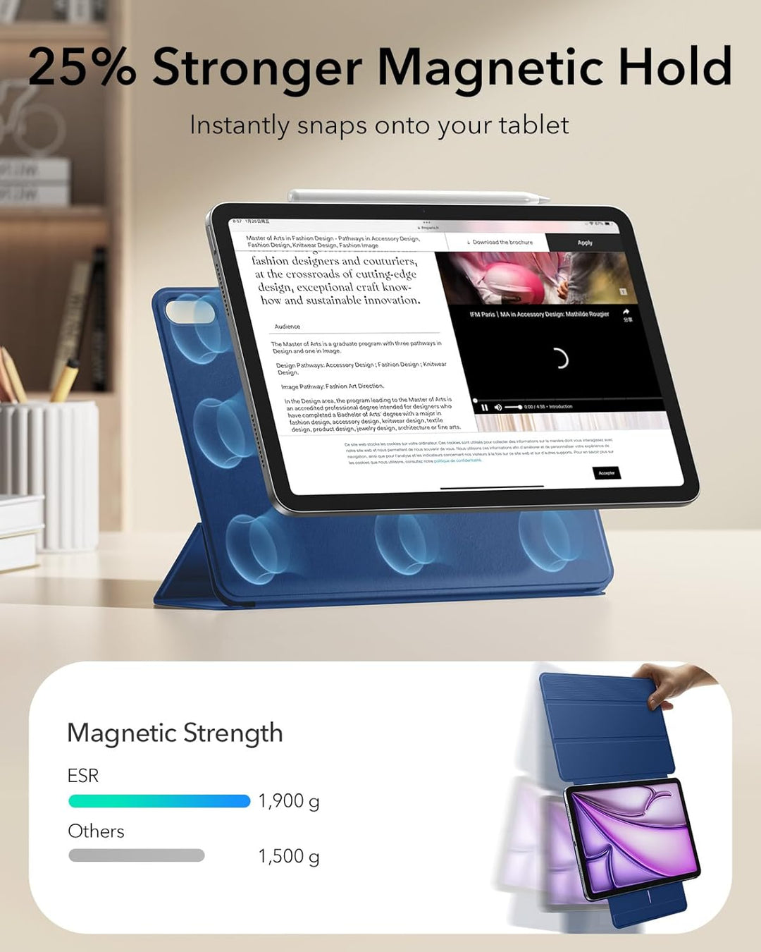 ESR für iPad Air 13 Zoll M4/M3/M2 Hülle (2026/2025/2024) und iPad Pro 12.9 (2022/2021/2020), Magnetb