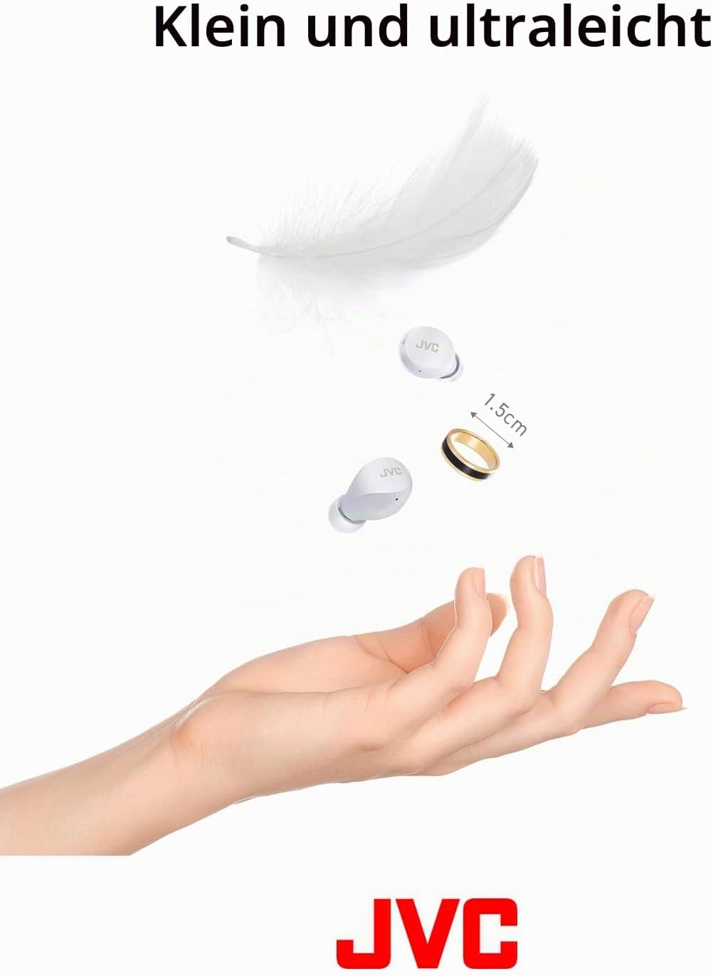 JVC HA-Z66T-W Gumy Mini Wireless Earbuds, klein, Ultraleicht, 3 Sound Modi (Bass/Clear/Normal), Wass