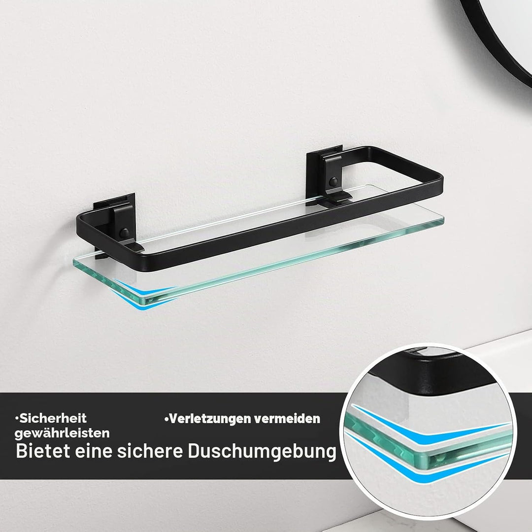 KES Duschablage Glas Duschregal Glasregal 8mm Ablage Bad Glasablage für Badezimmer Regal Wandregal B
