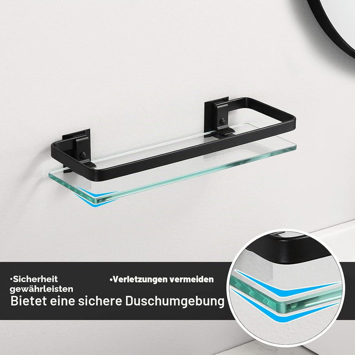 KES Duschablage Glas Duschregal Glasregal 8mm Ablage Bad Glasablage für Badezimmer Regal Wandregal B
