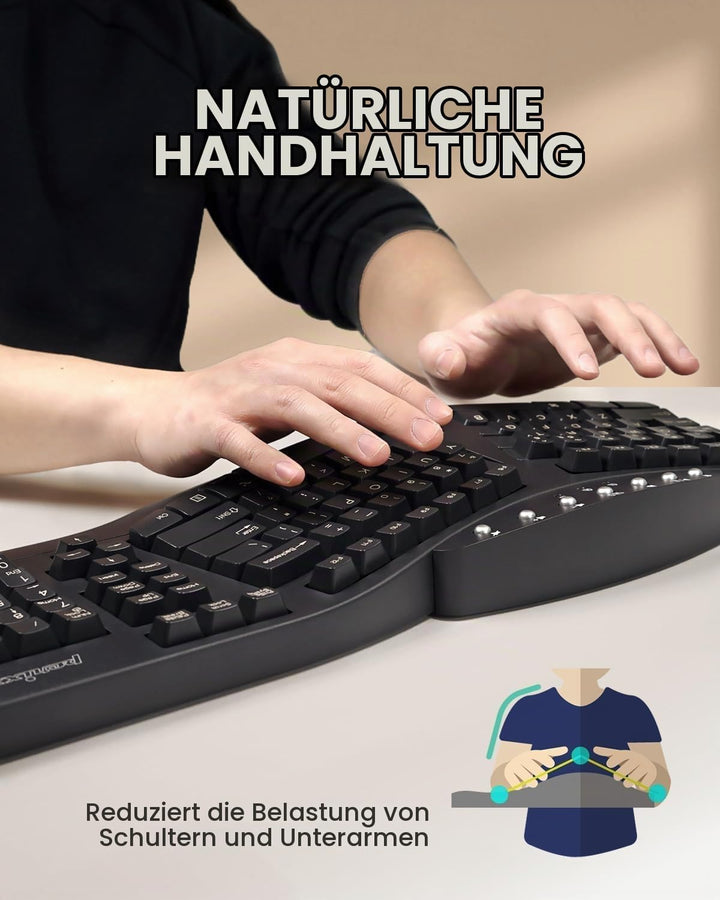 Perixx PERIBOARD 512 Ergonomische Tastatur USB QWERTY US English Layout, Schwarz Kabelgebunden, Kabe