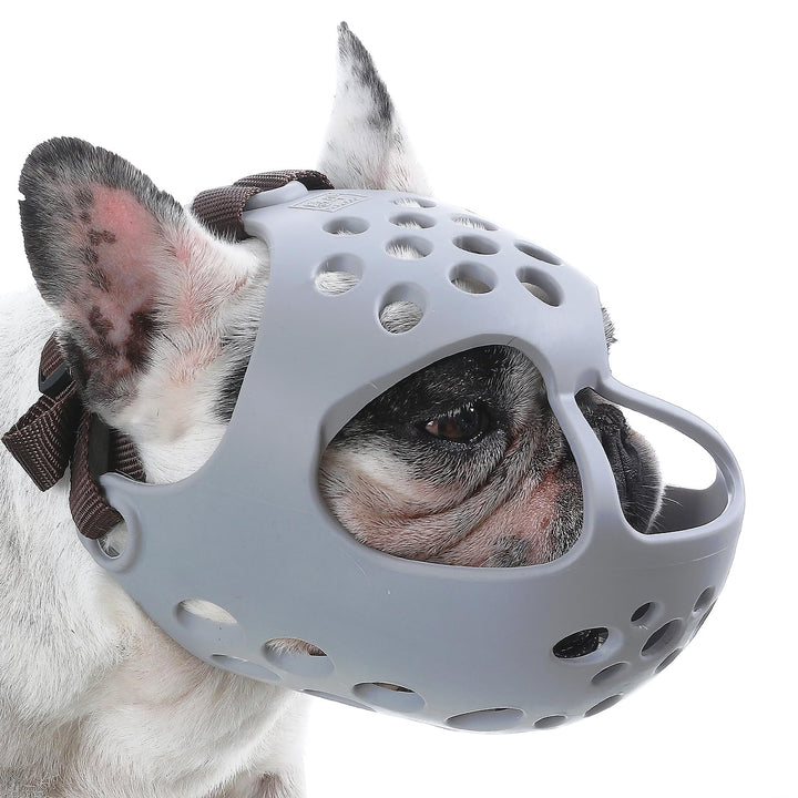 BARKLESS Maulkorb für Hunde mit kurzer Schnauze, weiches Silikon, flach, für Französische Bulldogge,