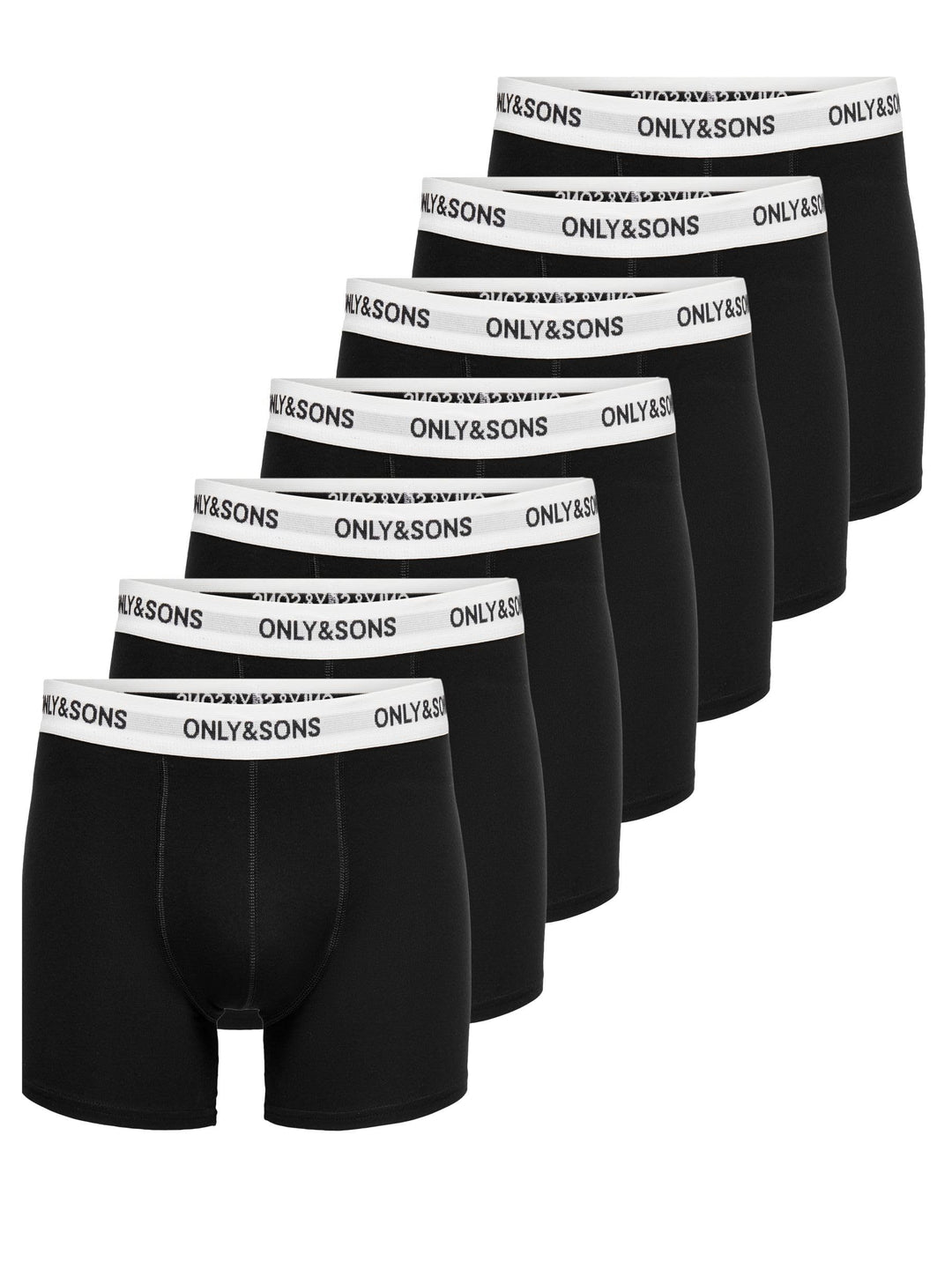 ONLY & SONS Herren Onsfitz Solid Black Trunk 7-pack Noos L Black/Detail:white Waist Black Logo, L Bl