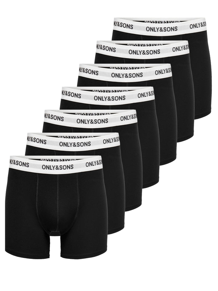 ONLY & SONS Herren Onsfitz Solid Black Trunk 7-pack Noos L Black/Detail:white Waist Black Logo, L Bl