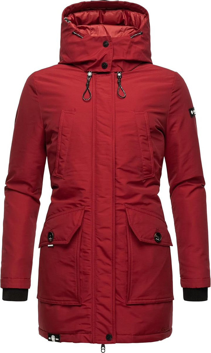 Navahoo Damen warmer Winter Kurzmantel Blizzardstorm XS-3XL S Blood Red, S Blood Red