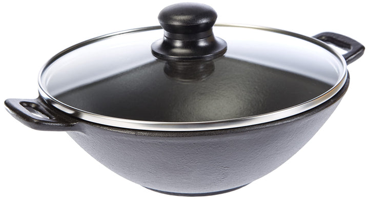 Kela 77747 Wok mit Deckel, Dünstrost, Stäbchen, Gusseisen, 24 cm Durchmesser, Induktionsgeeigent, Wo