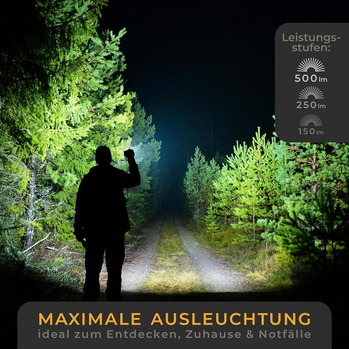LICHTMEISTER® Taschenlampe (500 Lumen mit AAA Batterien) - Taschenlampe LED - LED Taschenlampe extre
