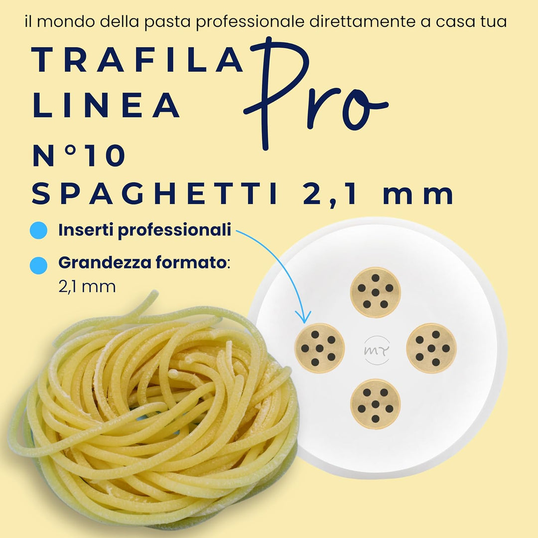 My Trafile - Matrize Linea Pro N°10 Spaghetti 2,1 mm aus POM mit professionellen Einsätzen, kompatib