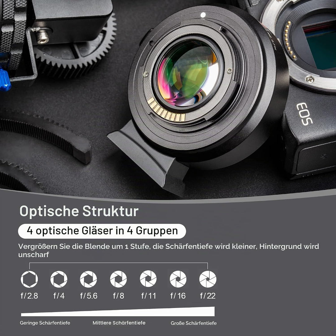 VILTROX EF-EOS M2 Speedbooster 0,71 x Autofokus-Objektiv Halterungsadapter Kompatibel mit Canon EF-O