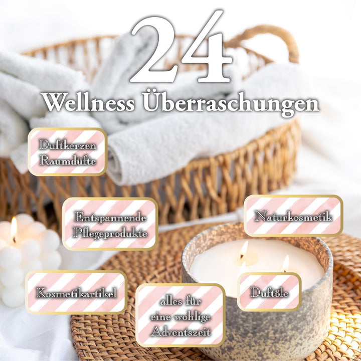 Adventskalender Frauen Wellness 2022 Edition, Neuer Inhalt - mit Naturkosmetik, Duftware und Deko, E
