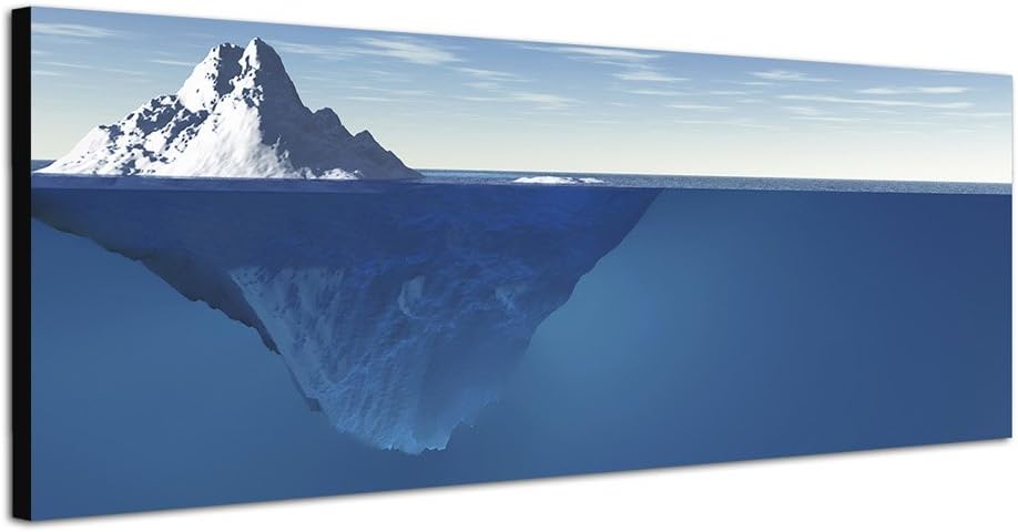 Paul Sinus Art Panoramabild auf Leinwand und Keilrahmen 150x50cm Meer Eisberg Unterwasser