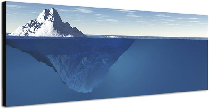 Paul Sinus Art Panoramabild auf Leinwand und Keilrahmen 150x50cm Meer Eisberg Unterwasser