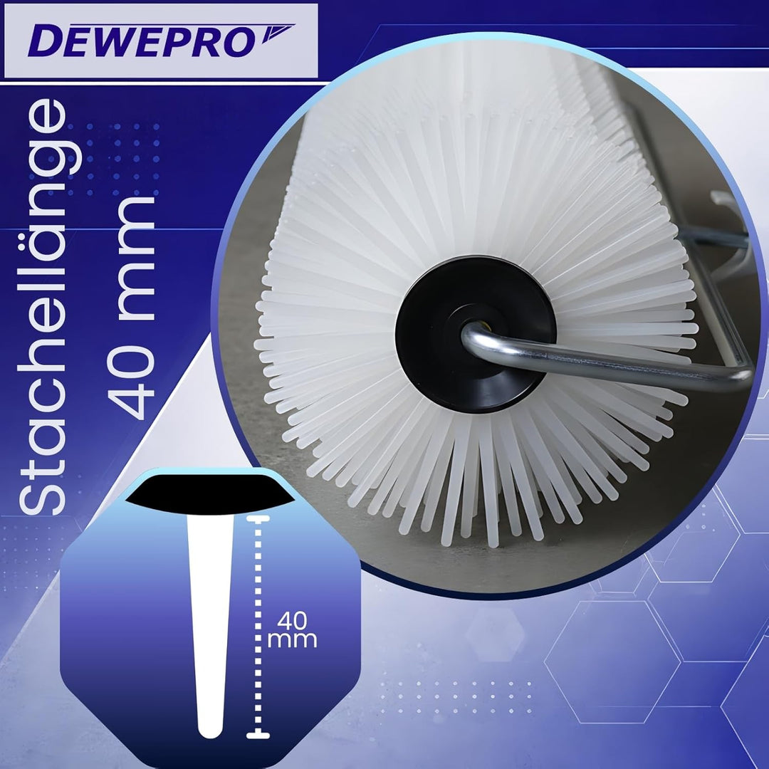 DEWEPRO Stachelwalze 50cm - Stachellänge 40mm - Stabiler Metallbügel und 2-K-Handgriff mit Stielaufn