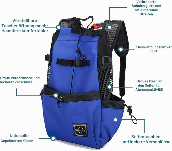 Galatée Hundetragerucksack, Tragbarer Verstellbarer Hunderucksack, Belüfteter Haustiertragerucksack,