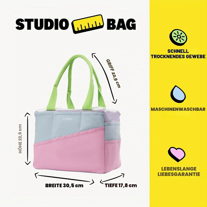 Soolla Studio Kunststoffartige Spezialtasche mit 30 Taschen, 15+ Leinenfarben für Strick- und Knüpfp