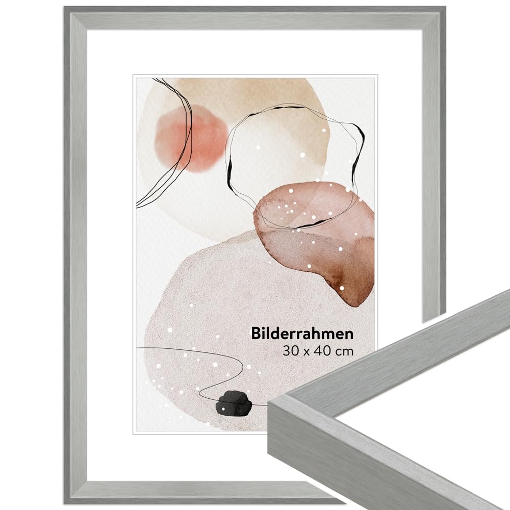 WANDStyle Bilderrahmen 24x30 Silber, Vintage Bilderrahmen Holz, hochwertiger Holzbilderrahmen, Poste