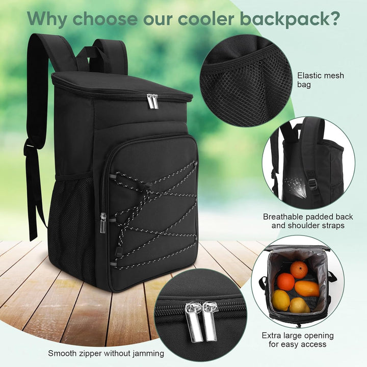 Isolierter Rucksack aus Oxford-Stoff, Kühlrucksack aus Oxford-Stoff mit Seitentaschen für Camping, S