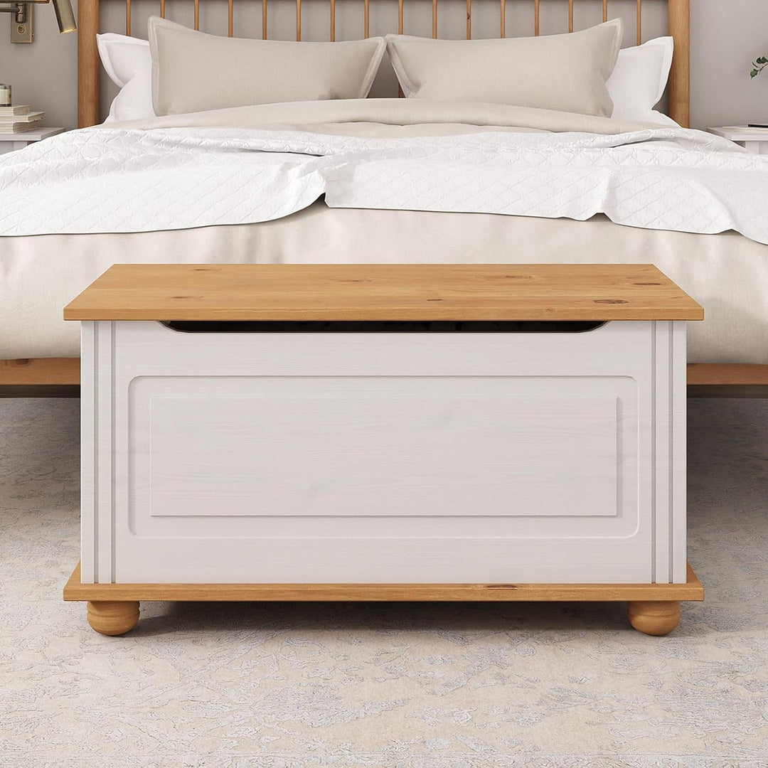 IDIMEX Sitztruhe Truhenbank Bristol, Sitzbank Bank Holzbank Truhe im Landhausstil mit Klemmschutz, K