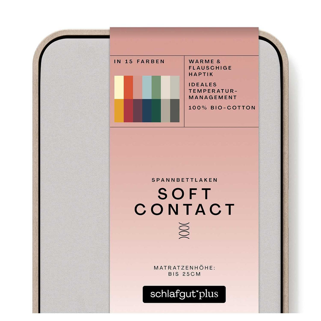 schlafgut Soft Contact Spannbettlaken bis 100x200cm, Grey Light aus 100% Biobaumwolle wärmend Gray L