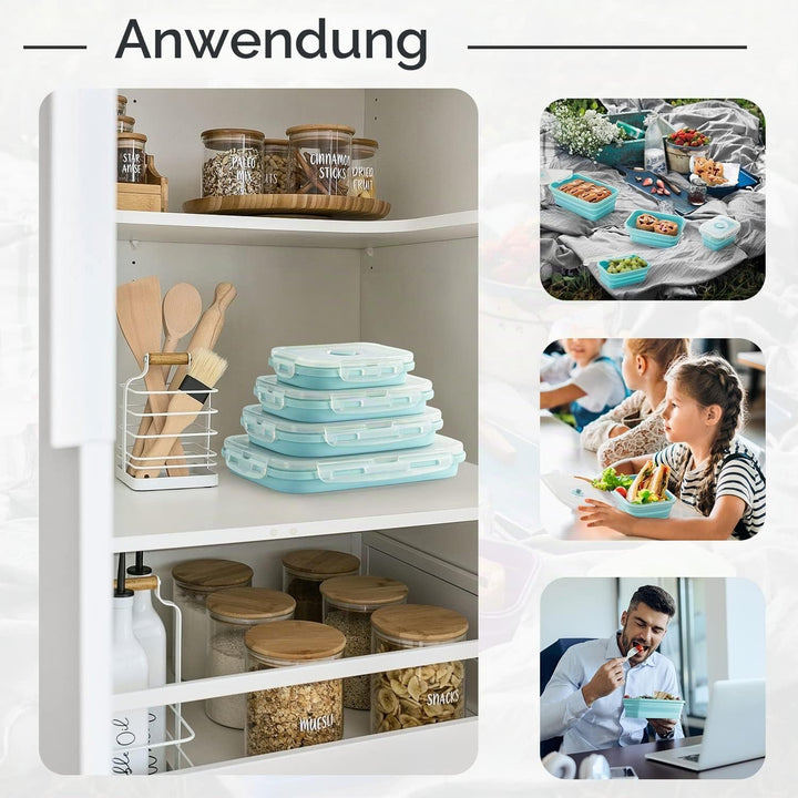 Faltbare Frischhalteboxen 4 PCS Faltbare Frischhaltedosen, Platzsparende Lunchbox für Camping Büro S
