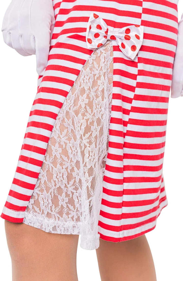 Deiters Ringelkleid mit Spitze rot/weiss XL