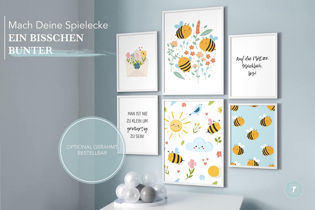 Papierschmiede® Bilder Kinderzimmer Kids Mood Poster Set Bienen, Kinderzimmer Bilder Babyzimmer Deko
