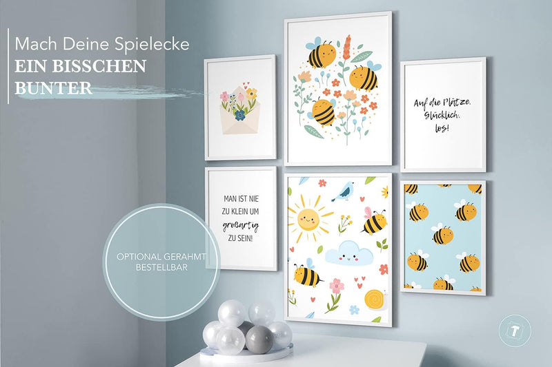 Papierschmiede® Bilder Kinderzimmer Kids Mood Poster Set Bienen, Kinderzimmer Bilder Babyzimmer Deko