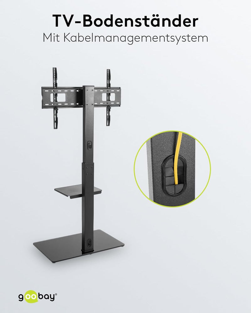 goobay 58526 TV Standfuss für Fernseher und Monitore zwischen 37“ und 70 Zoll (94-180cm) / Schwenkba