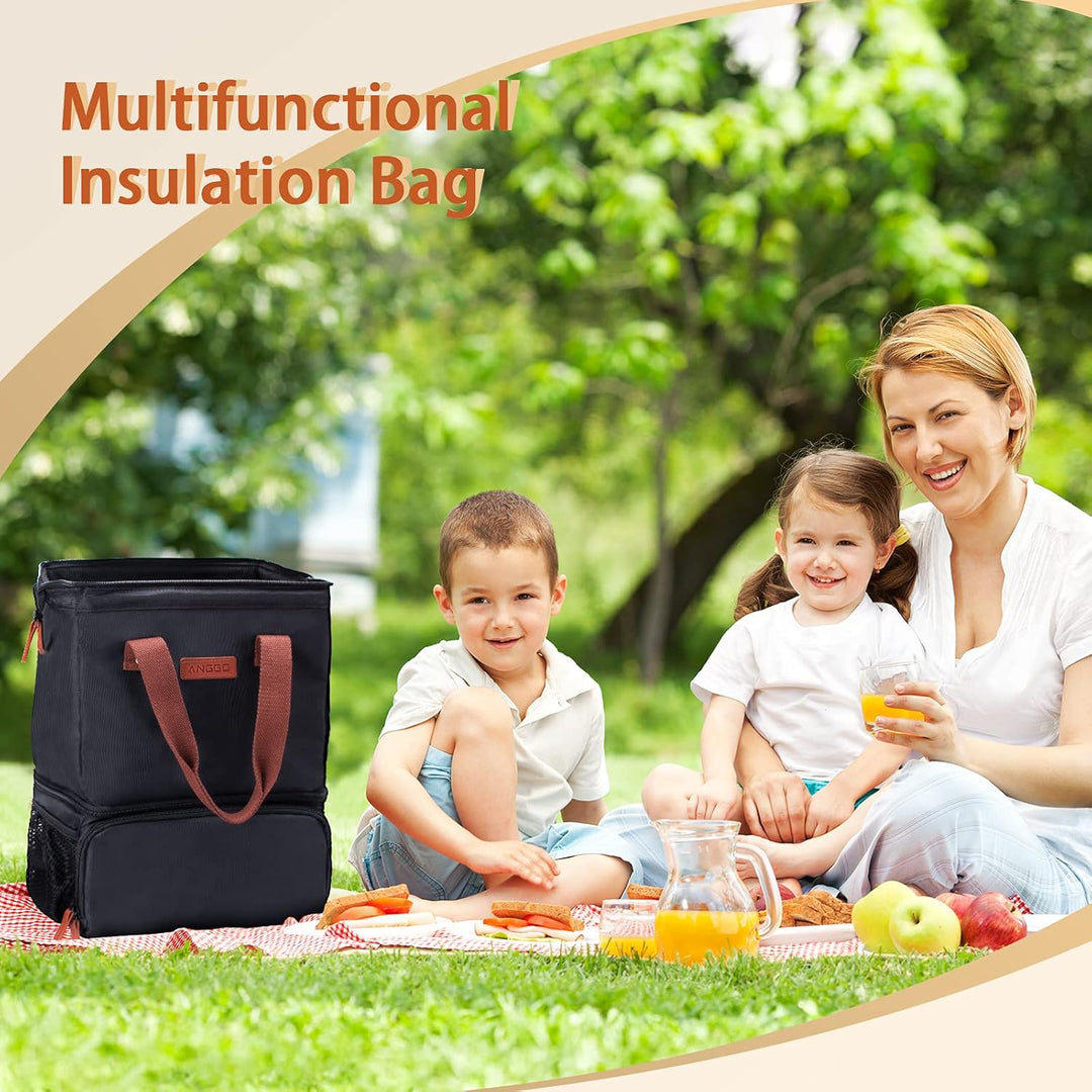 Kühltasche Picknicktasche, ANGGO Grosse Kapazität Kühlbox Lunchtasche Wasserdicht und Auslaufsicher,
