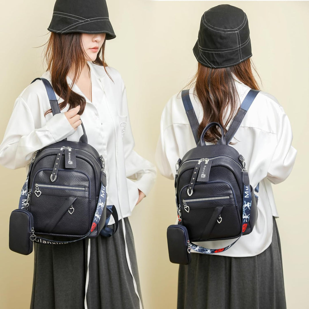 JANSBEN Leder Rucksack Damen Klein, Elegant Cityrucksack Modern Anti-Diebstahl Tagesrucksack Backpac
