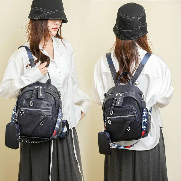 JANSBEN Leder Rucksack Damen Klein, Elegant Cityrucksack Modern Anti-Diebstahl Tagesrucksack Backpac