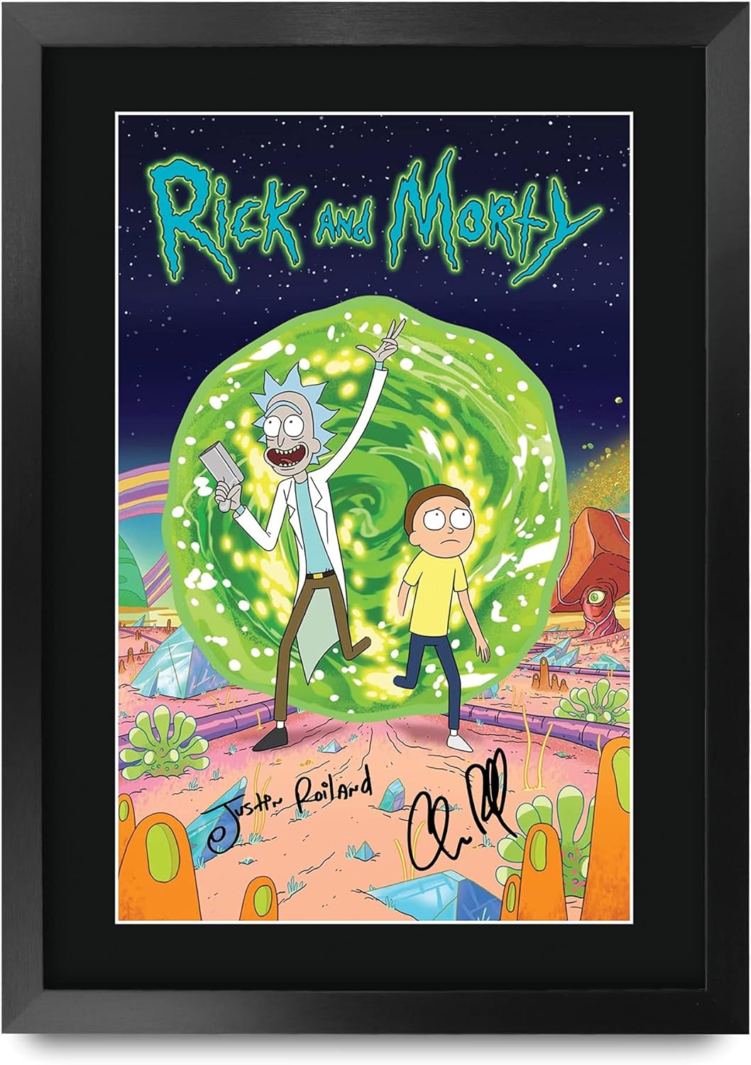HWC Trading A3 FR Rick und Morty Justin Roiland Geschenke gedruckt Autogramm Bild für TV-Fanartikel